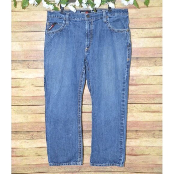 Ariat Work Men's 40x30 Flame Resistant Relaxed Bootcut Western Jeans Cat 2 Denim - Picture 1 of 10